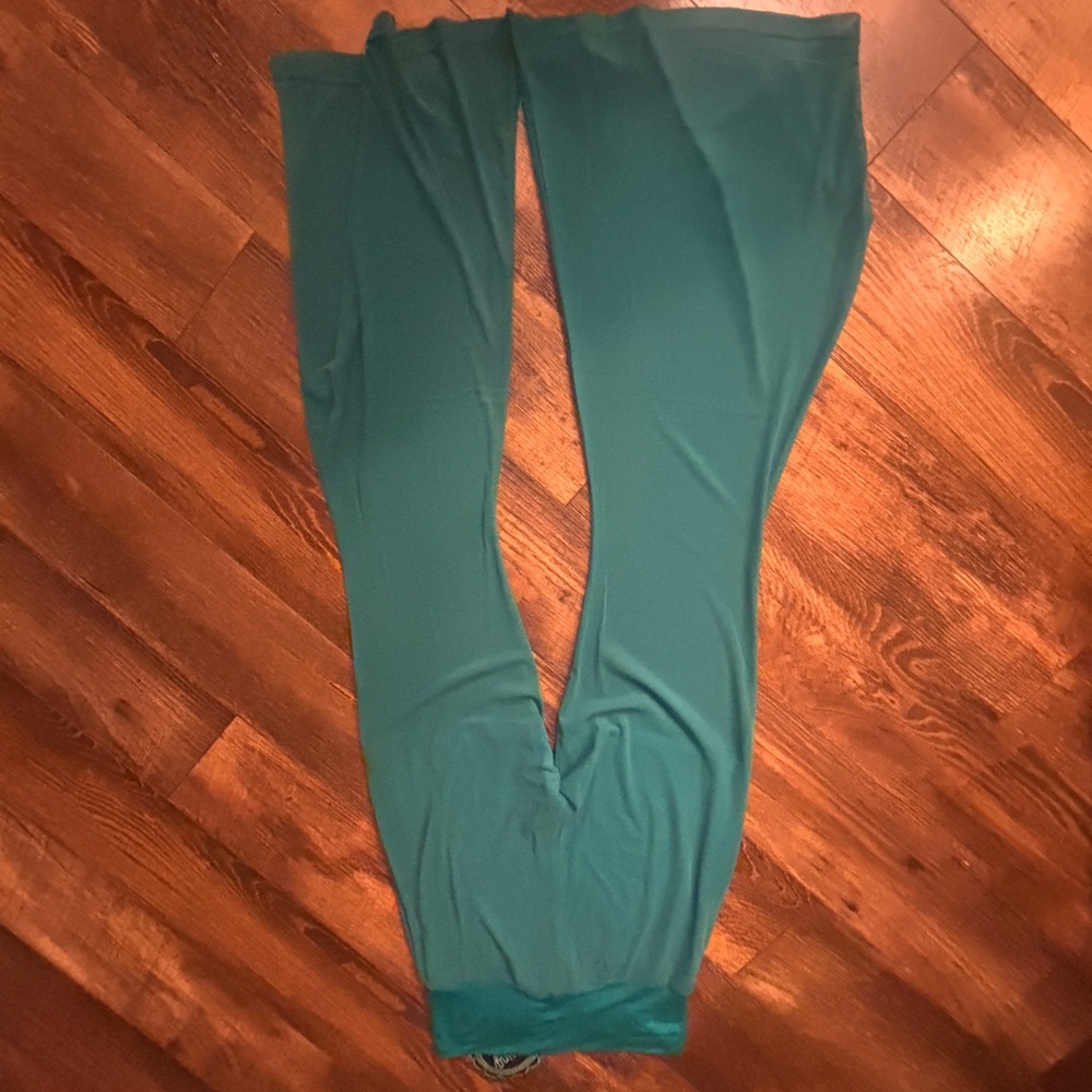 ⭐️ Teal Sheer Mesh Flare Pants Lined Festival Western Boho XS NWT - Picture 7 of 9